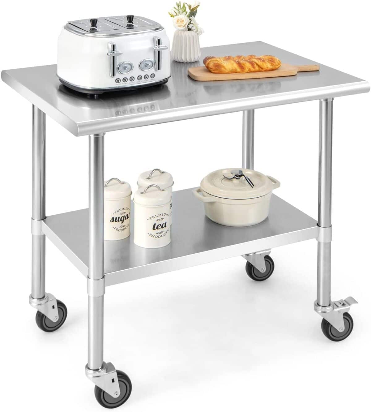 Test de la table de travail cuisine Costway en acier inoxydable, 250 kg