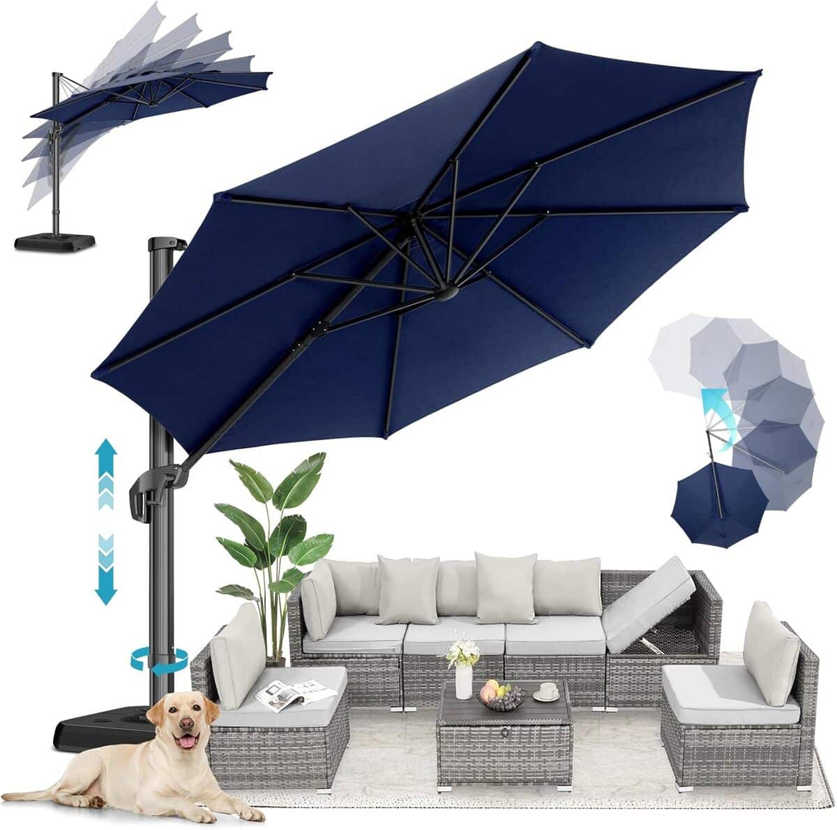 Test du parasol déporté Hotime 3 x 3 m avec rotation à 360°