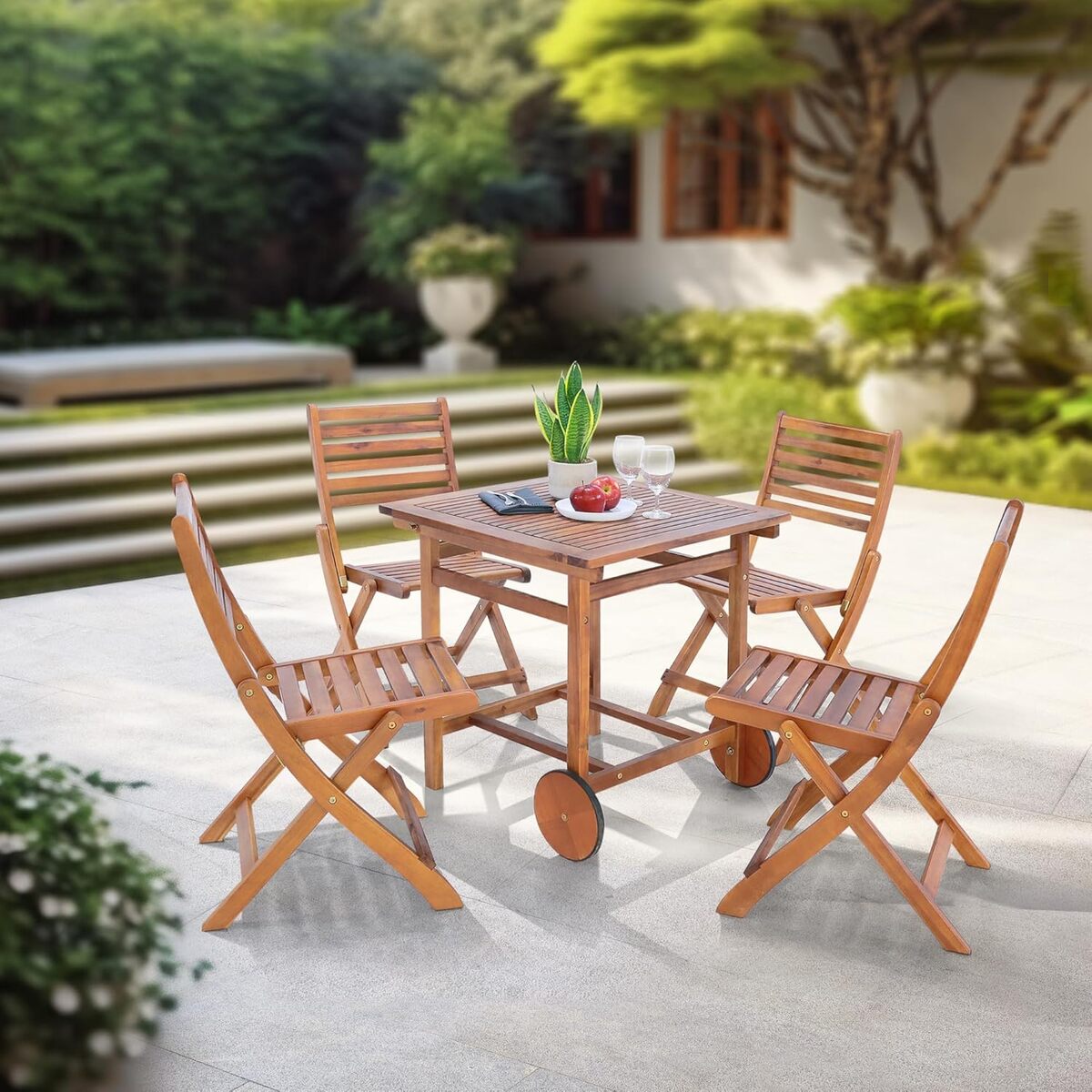 Test du salon de jardin [en.casa] 5 pièces bois d'acacia