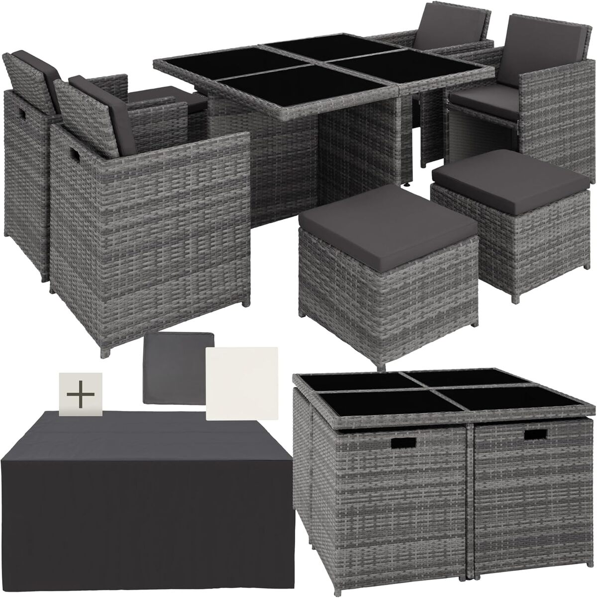 Test : salon de jardin 8 places TecTake® en poly rotin gris