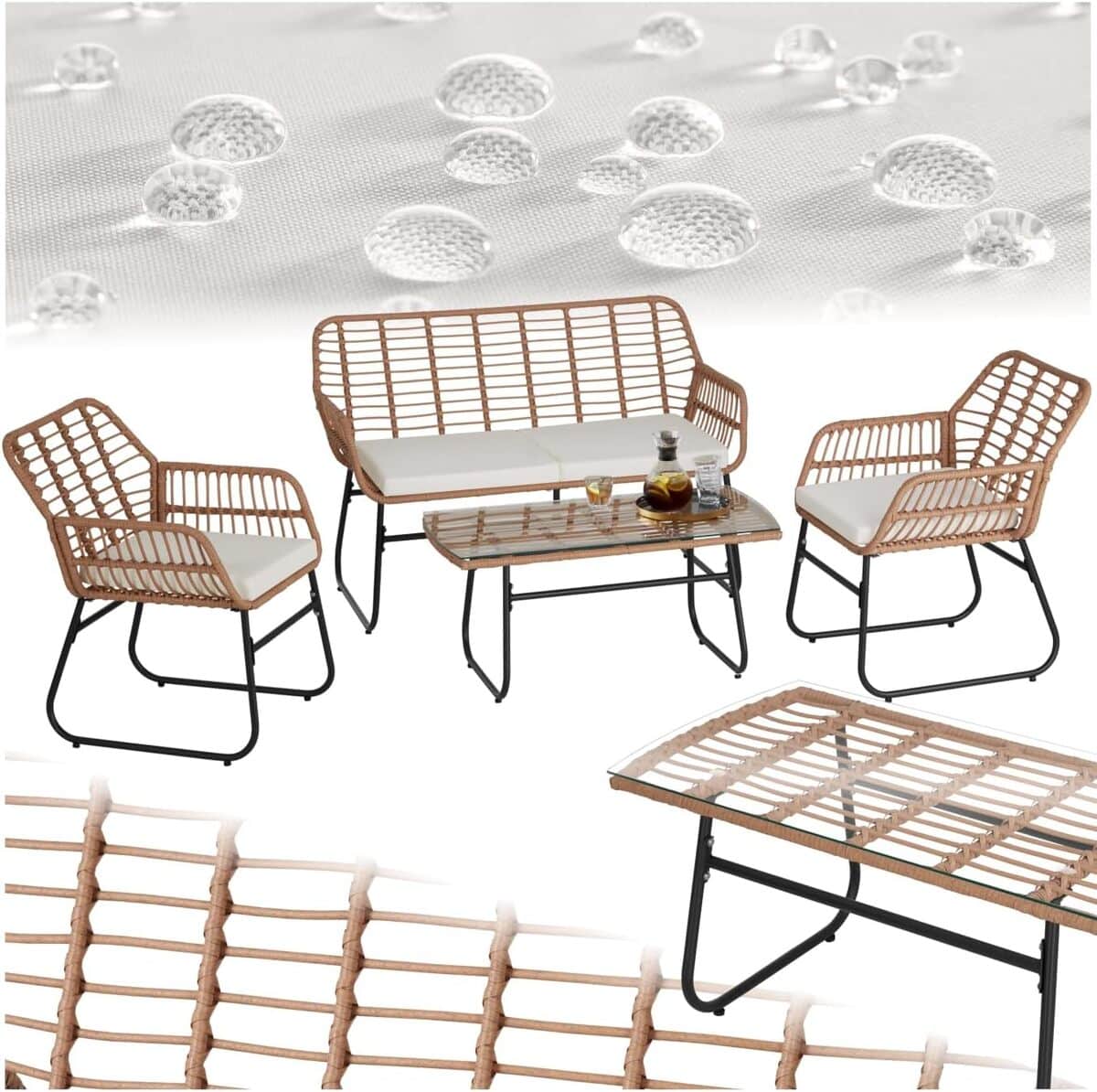 Test : salon de jardin TecTake en poly rotin pour 4 personnes