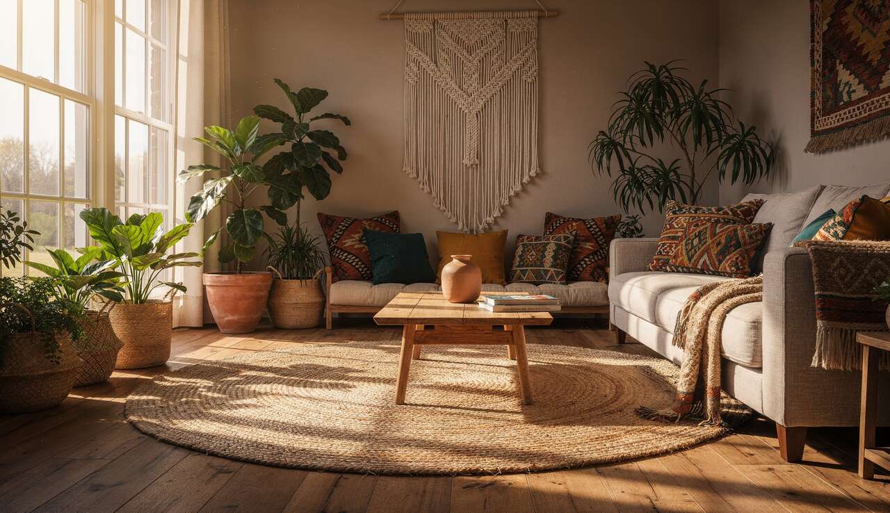 Trouvez votre tapis de jute bohème et ethnique