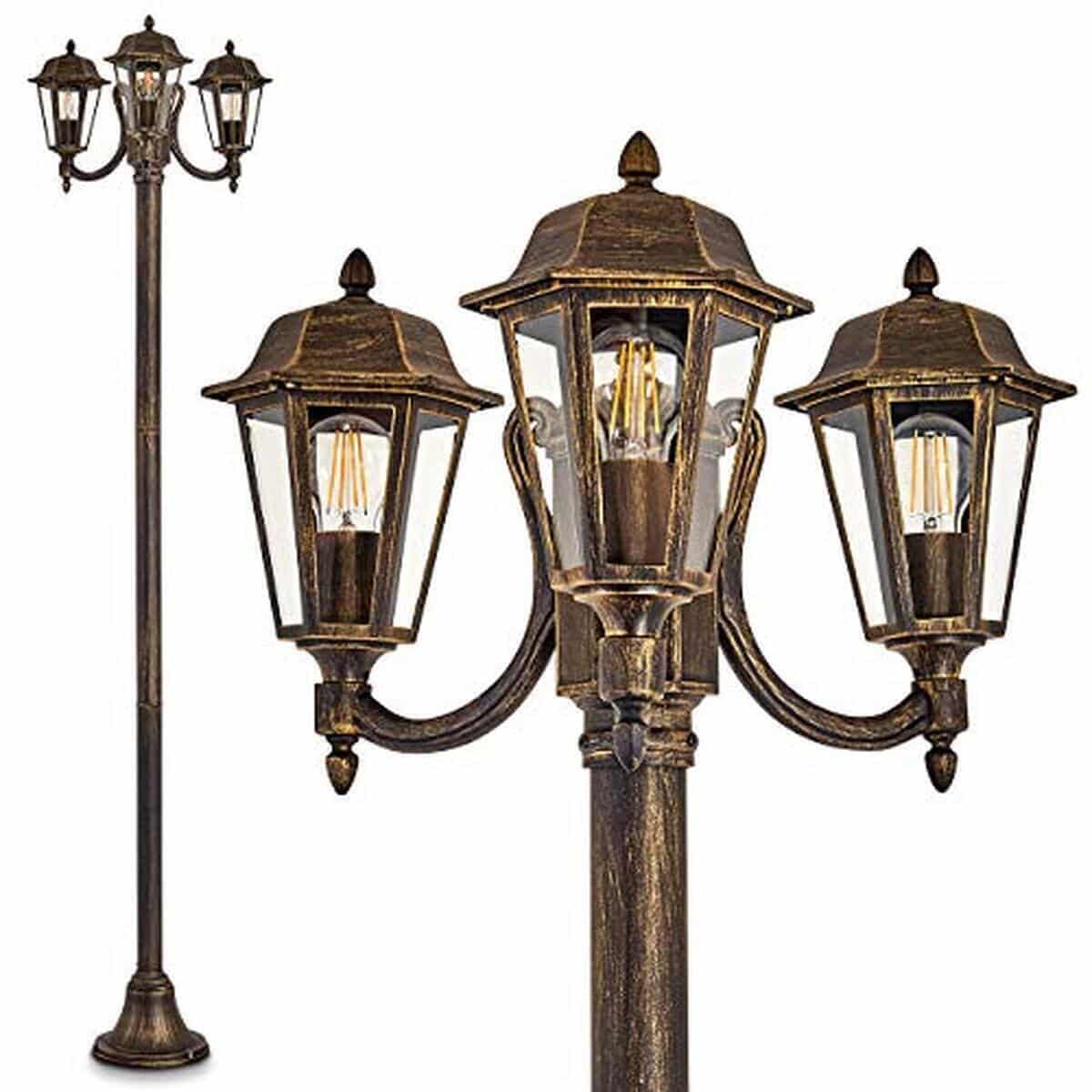 Test : lampe d'extérieur NATAL 3 branches 210 cm rétro et résistante
