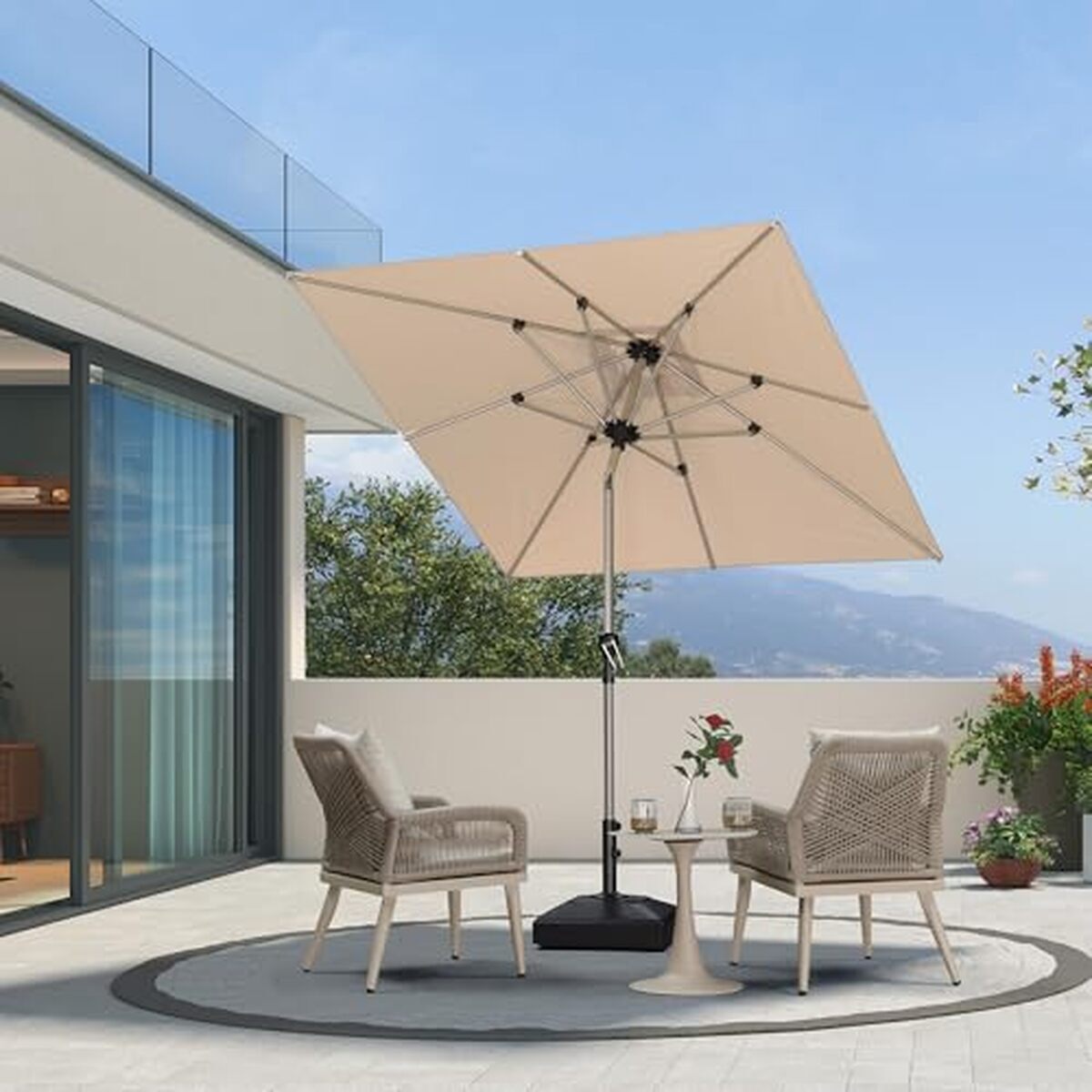 Test parasol inclinable Purple Leaf 2x2 m : protection élégante et pratique