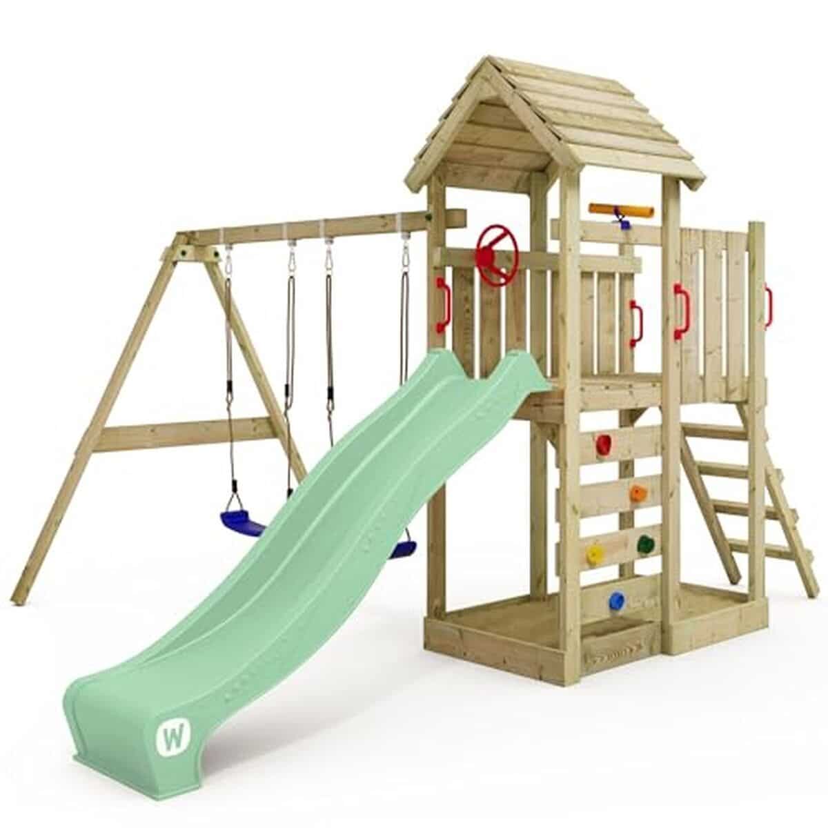 Test : portique WICKEY MultiFlyer avec toboggan et balançoire