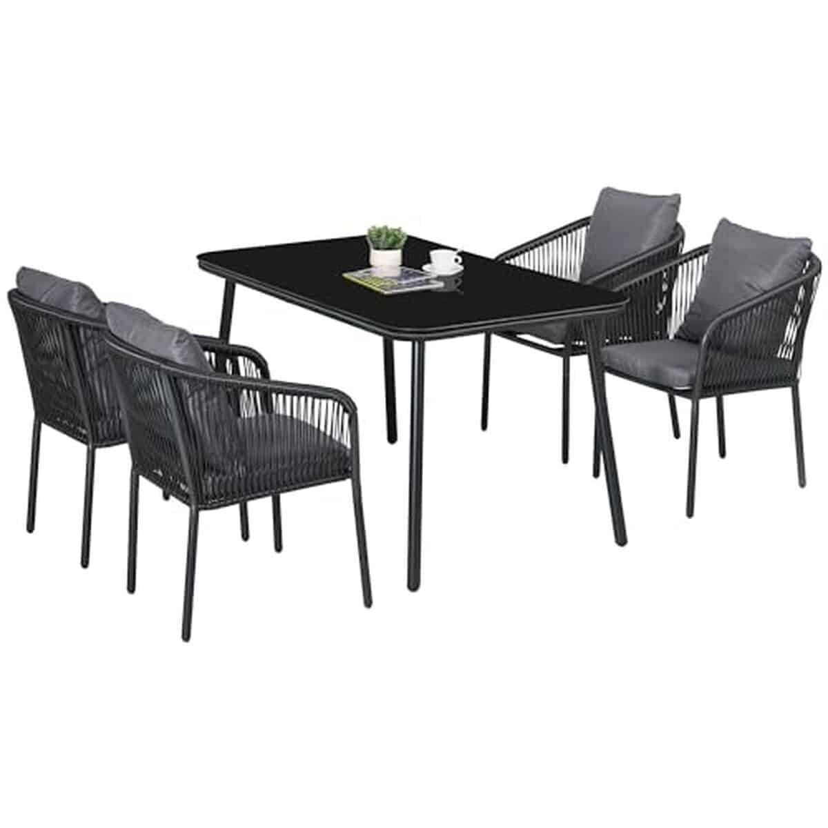 Test salon de jardin Outsunny : ensemble 4 personnes en rotin PE