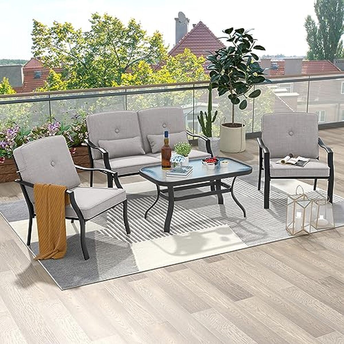 Test : salon de jardin Goplus 4 personnes ensemble complet et robuste
