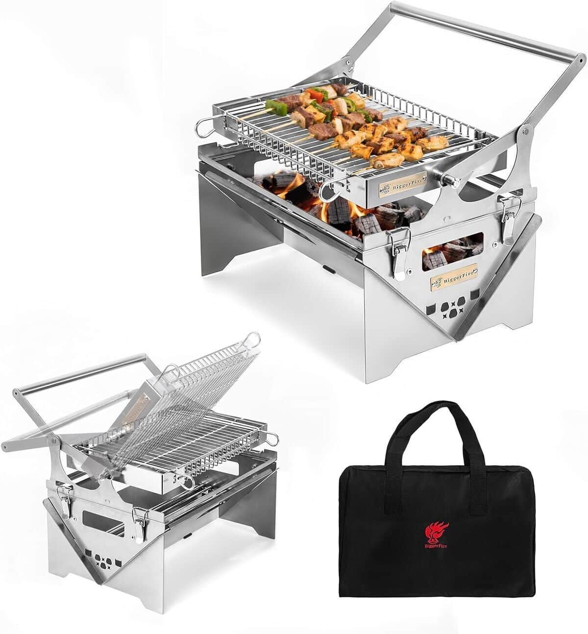 Test barbecue rotatif portable - acier inoxydable