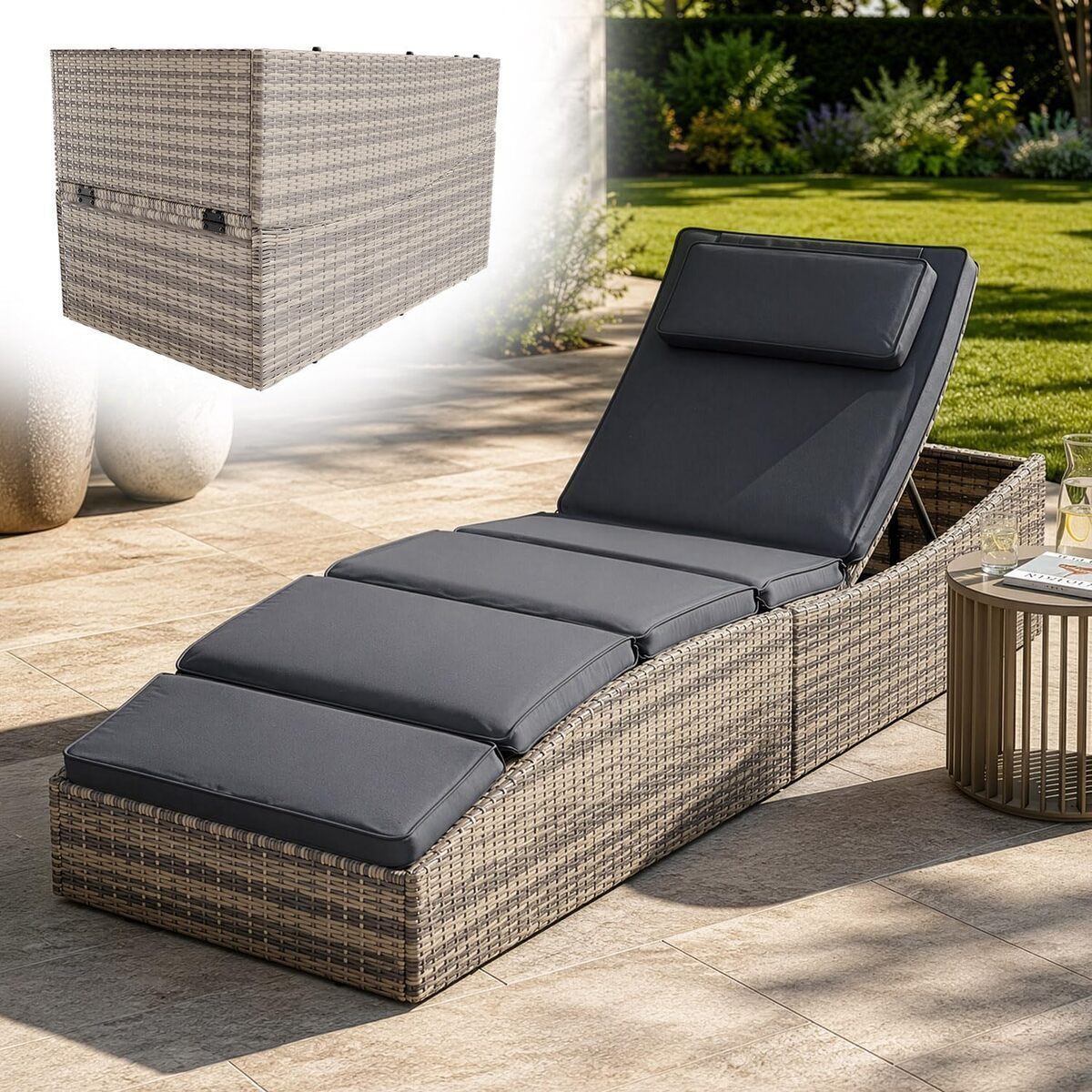 Test : chaise longue pliante Lamia Juskys en polyrotin