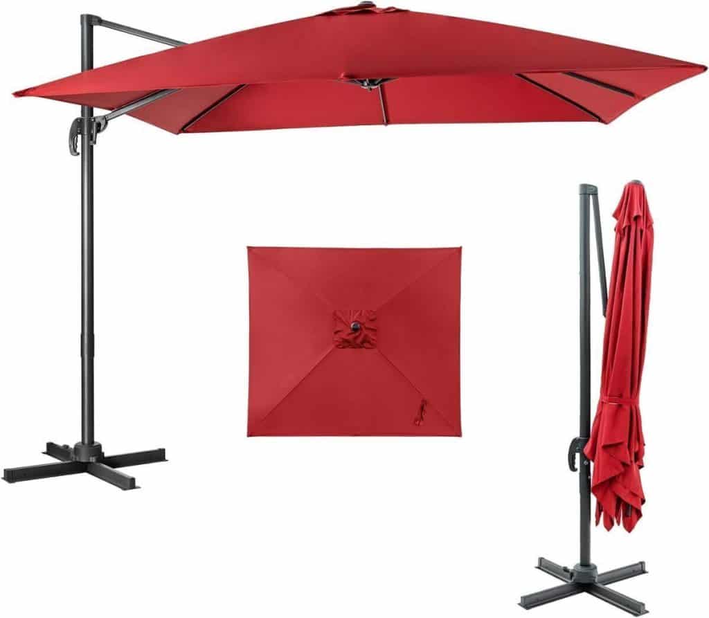 Test du parasol déporté Costway 3x3M vin rouge