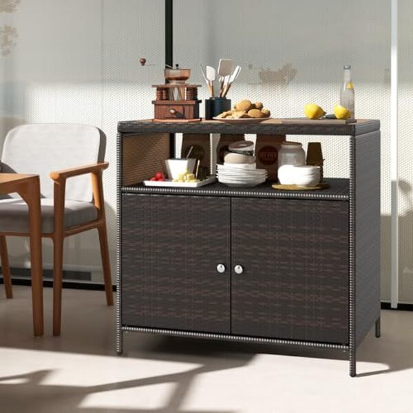 Découvrez notre test complet du buffet Lifezeal en rotin PE avec plan en bois d'acacia : qualité, design et résistance aux intempéries pour votre jardin.