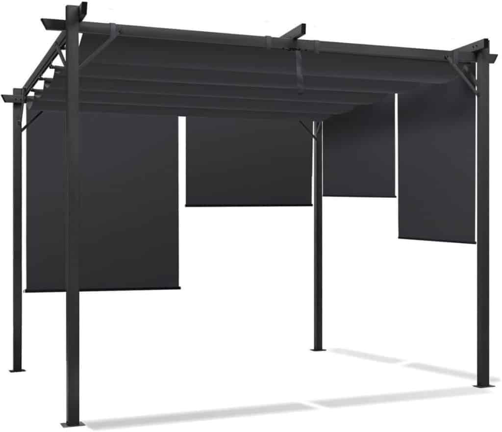 Test de la pergola IDMarket : toit rétractable et 4 stores 3x3 m anthracite