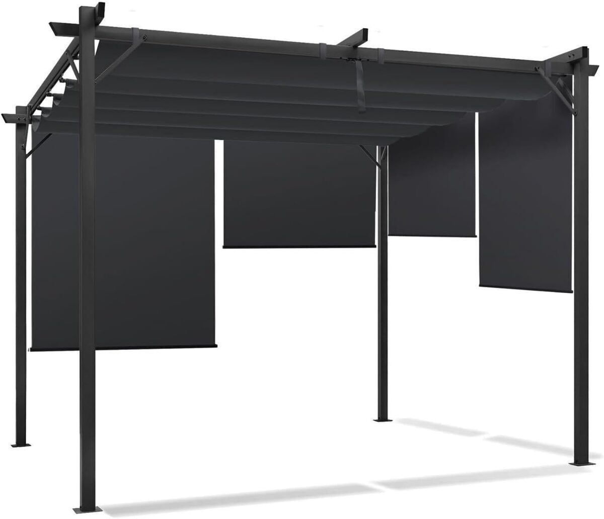 Test de la pergola IDMarket : toit rétractable et 4 stores 3x3 m anthracite