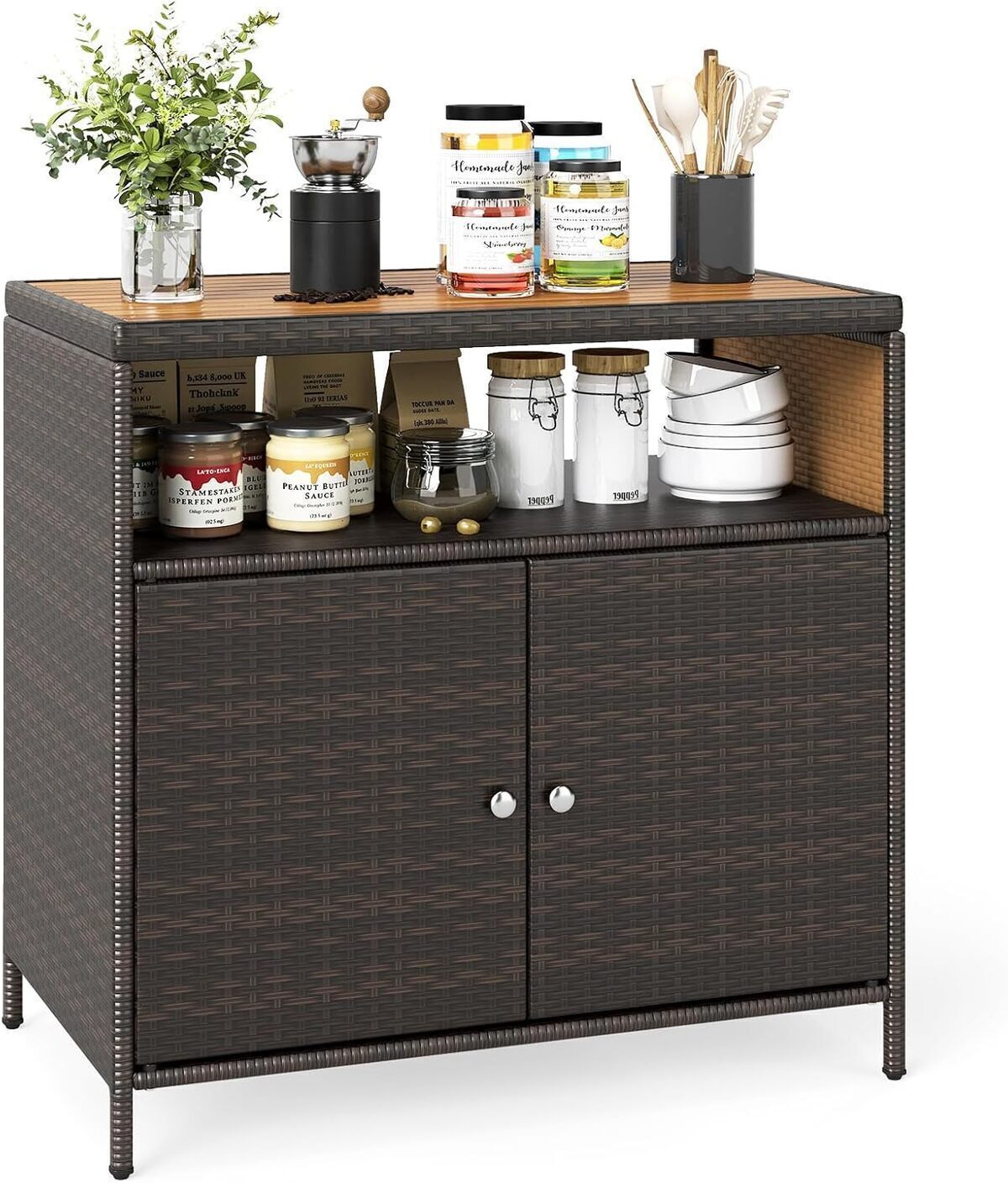 Test du buffet Lifezeal en rotin PE avec plan en bois d'acacia