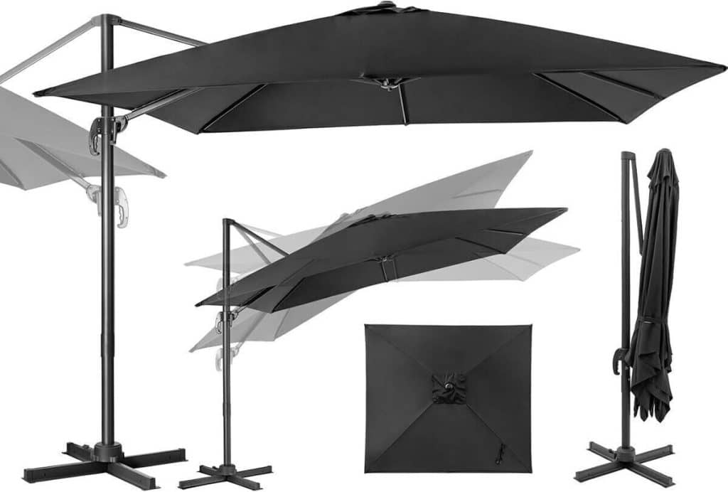 Test du parasol déporté 360° goplus 2, 5 m : protection solaire et design rouge
