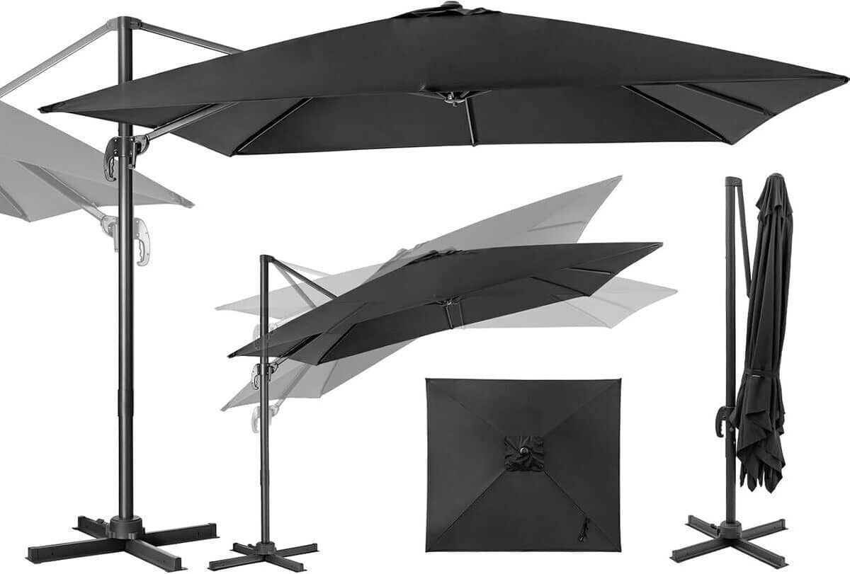 Test du parasol déporté 360° goplus 2, 5 m : protection solaire et design rouge