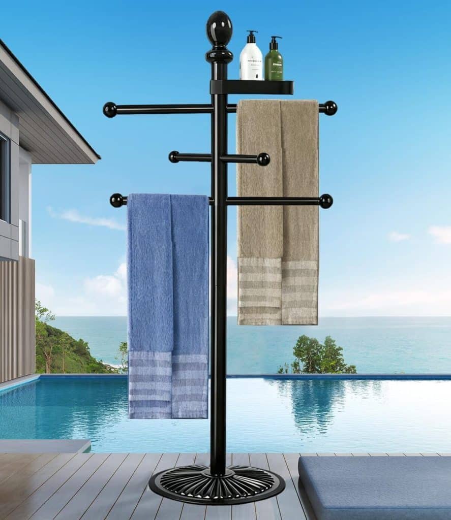 Test du porte-serviettes de piscine d'extérieur, 6 barres en métal