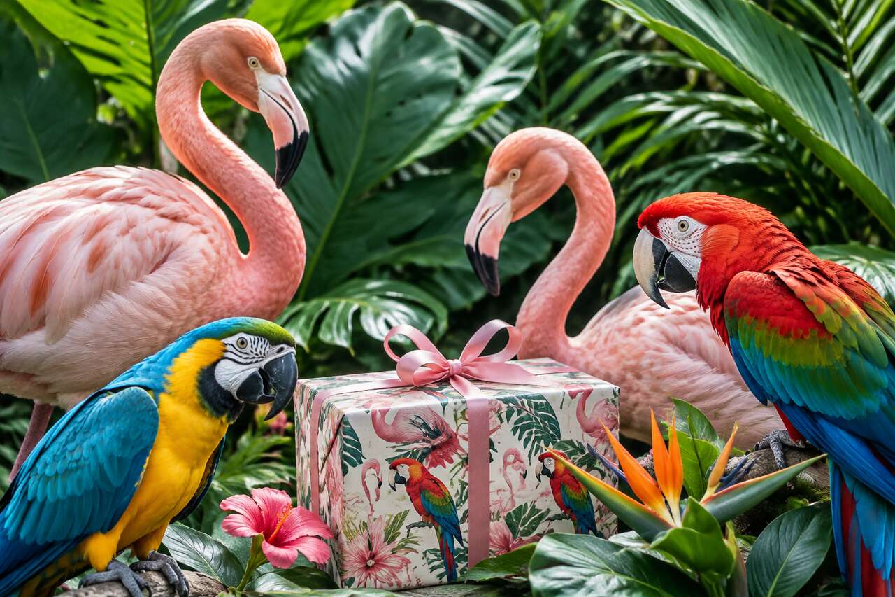 Papier cadeau flamants roses et perroquets : ce que vous allez télécharger Papier cadeau flamants roses et perroquets : ce que vous allez télécharger